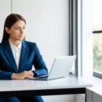 A professional, adult individual, fully clothed in a modest business suit, seated comfortably at a sleek, minimalist desk in a bright, contemporary home office. The person is looking confidently at a laptop screen, which displays a clear, simplified graph or financial dashboard, representing newfound understanding and strategic insights. A sense of calm and clarity radiates from their natural pose. Soft, natural lighting illuminates the scene. The image emphasizes perfect anatomy, correct proportions, well-formed hands, proper finger count, and natural body proportions. safe for work, appropriate content, fully clothed, professional, high quality, professional photography.