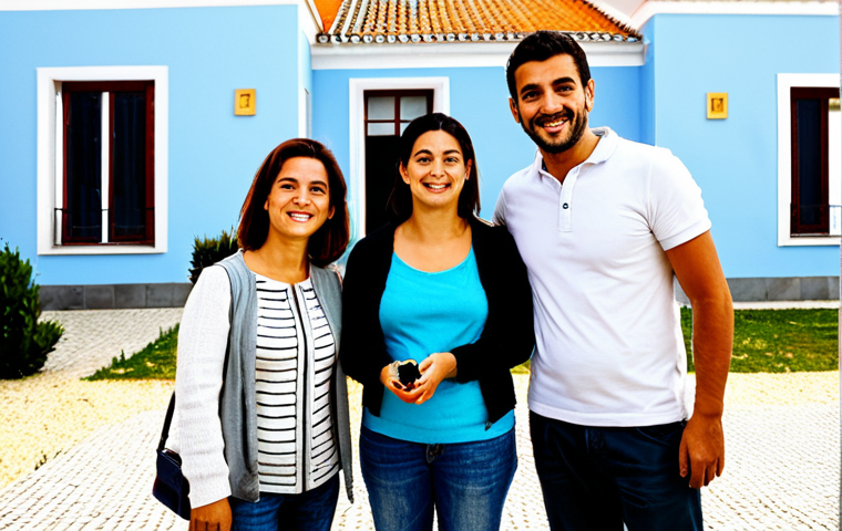 부동산 세금 정보에 대한 FAQ - Family Buying a House**

"A young family of four, smiling and holding keys, standing in front of a m...