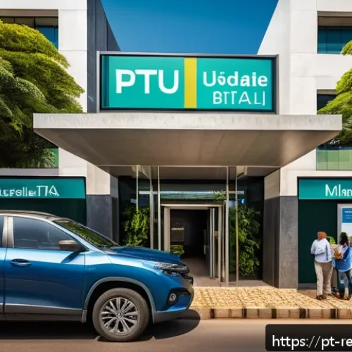 Home 31 부동산 세금 신고 후 관리 방법 - A modern Brazilian urban scene showing a detailed municipal office façade with official banners abou...